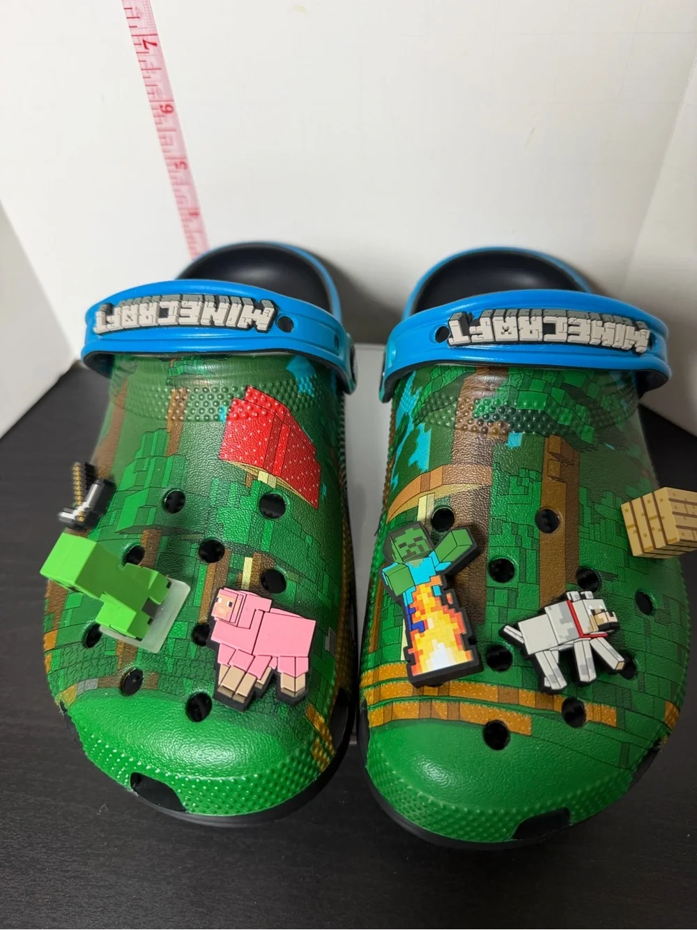 CROCS Kids Green Minecraft Clog with Blue Strap